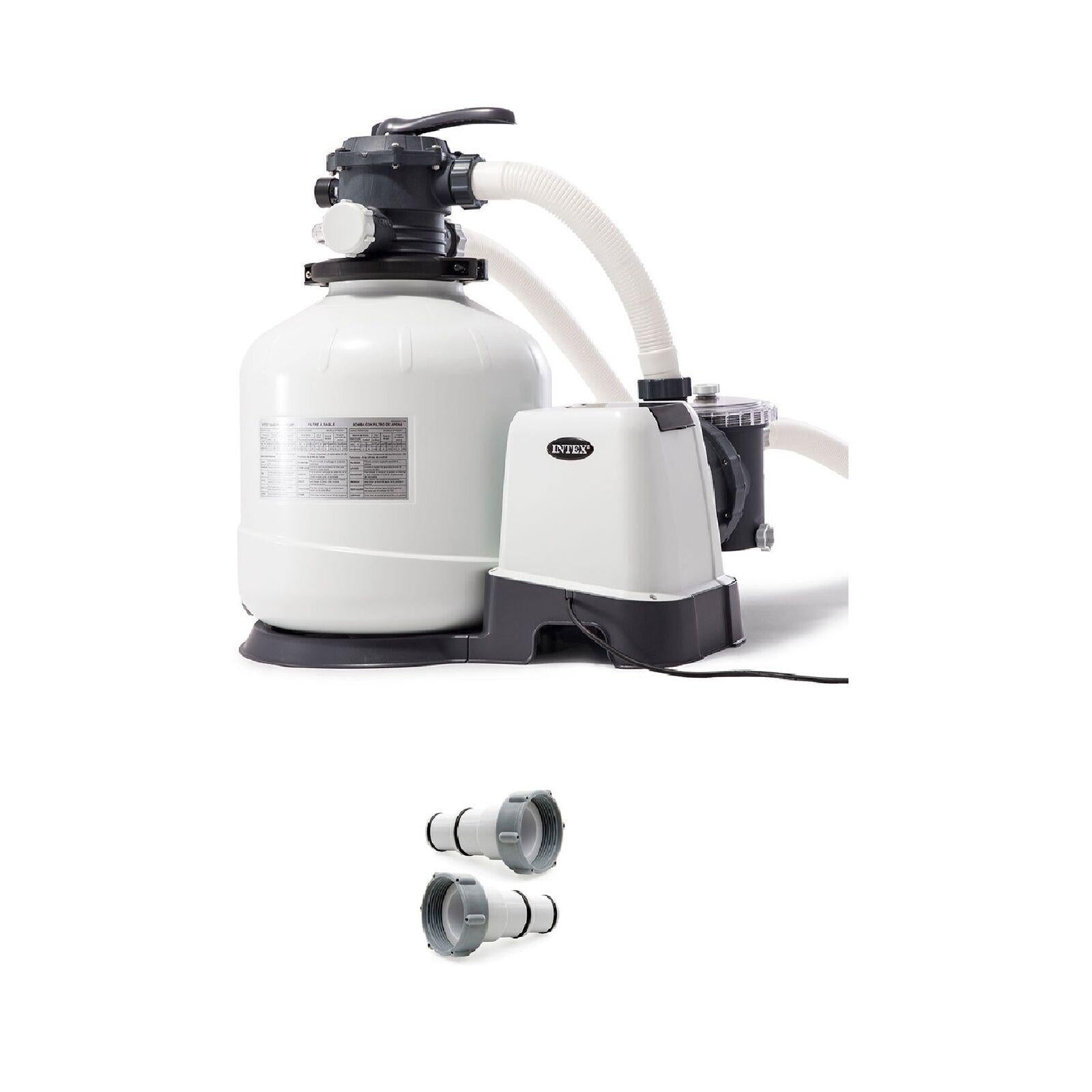 intex pool sand filter pump w/ automatic timer &amp; replacement hose adapter