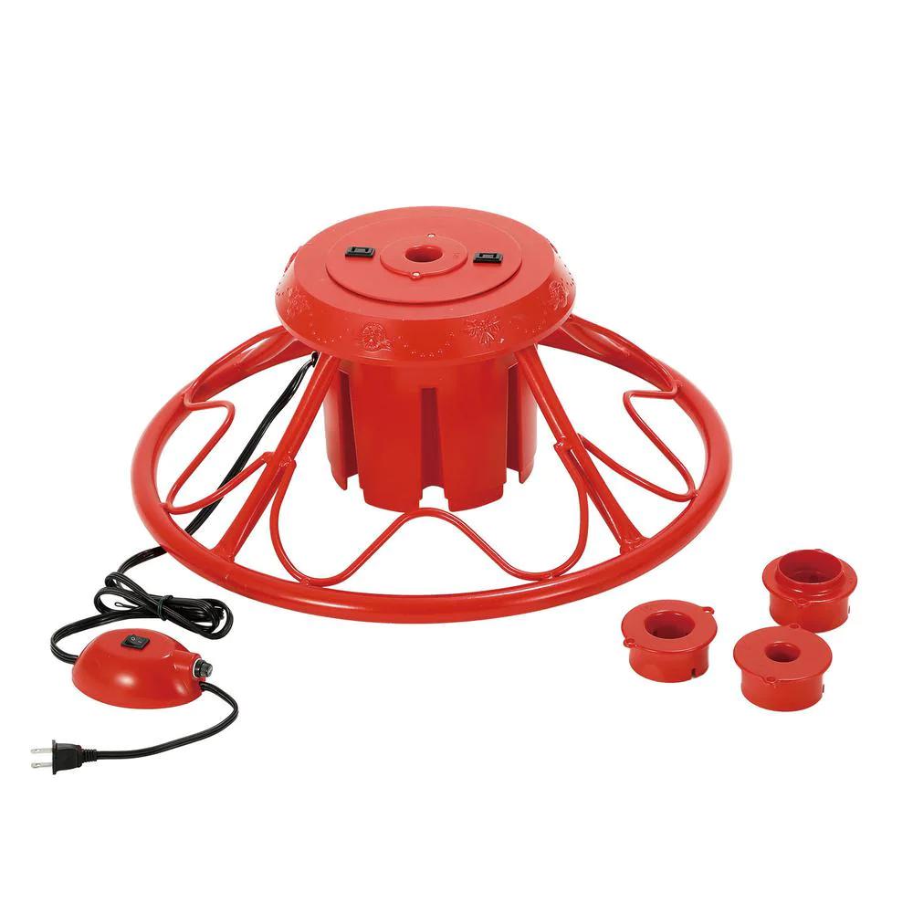 Red Metal Electric Rotating Stand Base for Artificial Christmas Trees