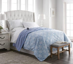 Twin-Size Heated Electric Blanket with Sherpa, Machine Wash &amp; Dry, Timer &amp; Safety Shutoff, 84Lx62W, Toile Sky Blue