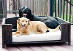 Iconic Pet Rectangular Rattan / Wicker Pet Bed in Varying Sizes  Metal Framed Indoor / Outdoor Furniture for Dogs / Cats Made of Pliable Rattan, Easy to Clean, Water Resistant Cushion Cover