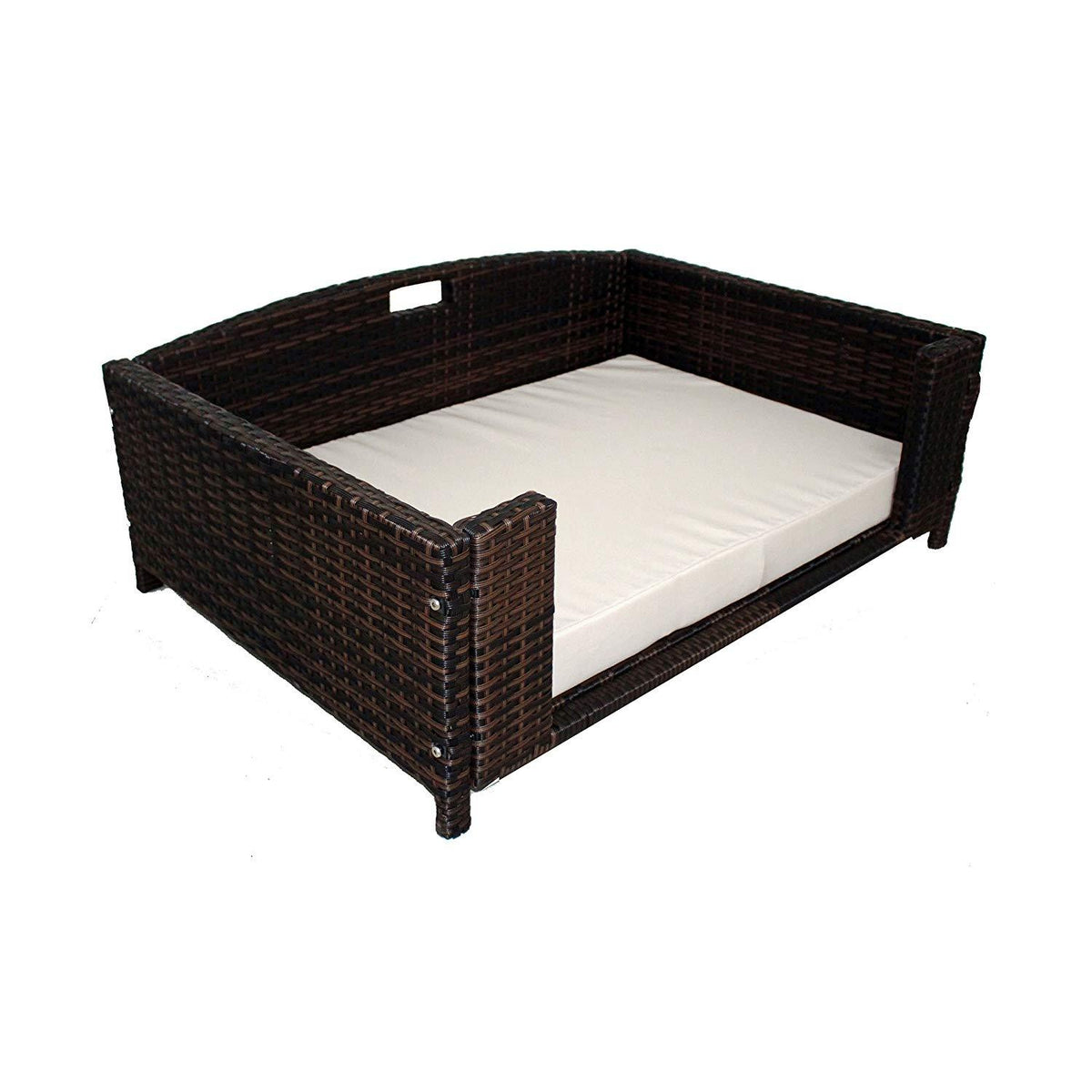Iconic Pet Rectangular Rattan / Wicker Pet Bed in Varying Sizes  Metal Framed Indoor / Outdoor Furniture for Dogs / Cats Made of Pliable Rattan, Easy to Clean, Water Resistant Cushion Cover