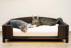 Iconic Pet Rectangular Rattan / Wicker Pet Bed in Varying Sizes  Metal Framed Indoor / Outdoor Furniture for Dogs / Cats Made of Pliable Rattan, Easy to Clean, Water Resistant Cushion Cover
