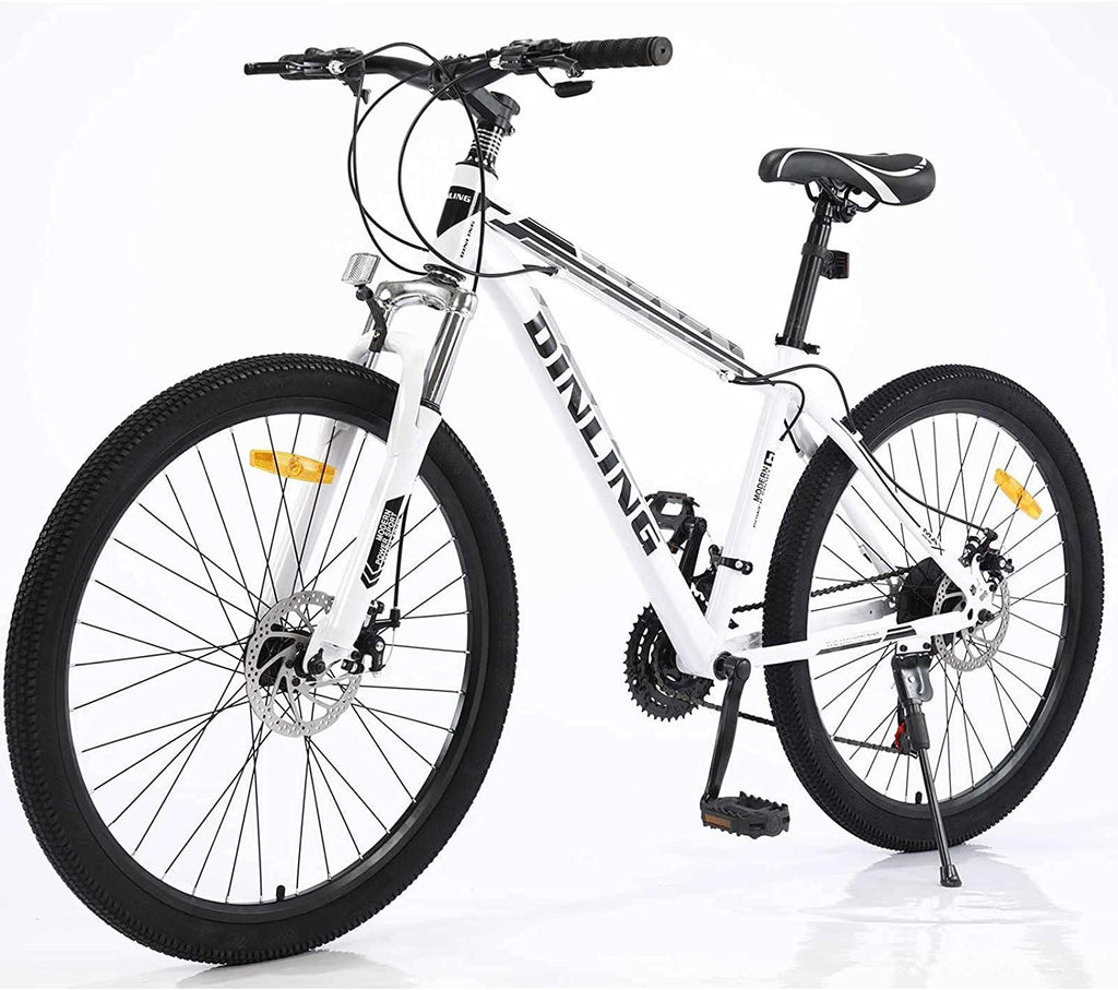 XunLiu 26 Inch Adult Moutain Bicycle High Carbon Steel Frame 21 Speed City Road Bike for Adults and Teens-US Stock (White-Black)