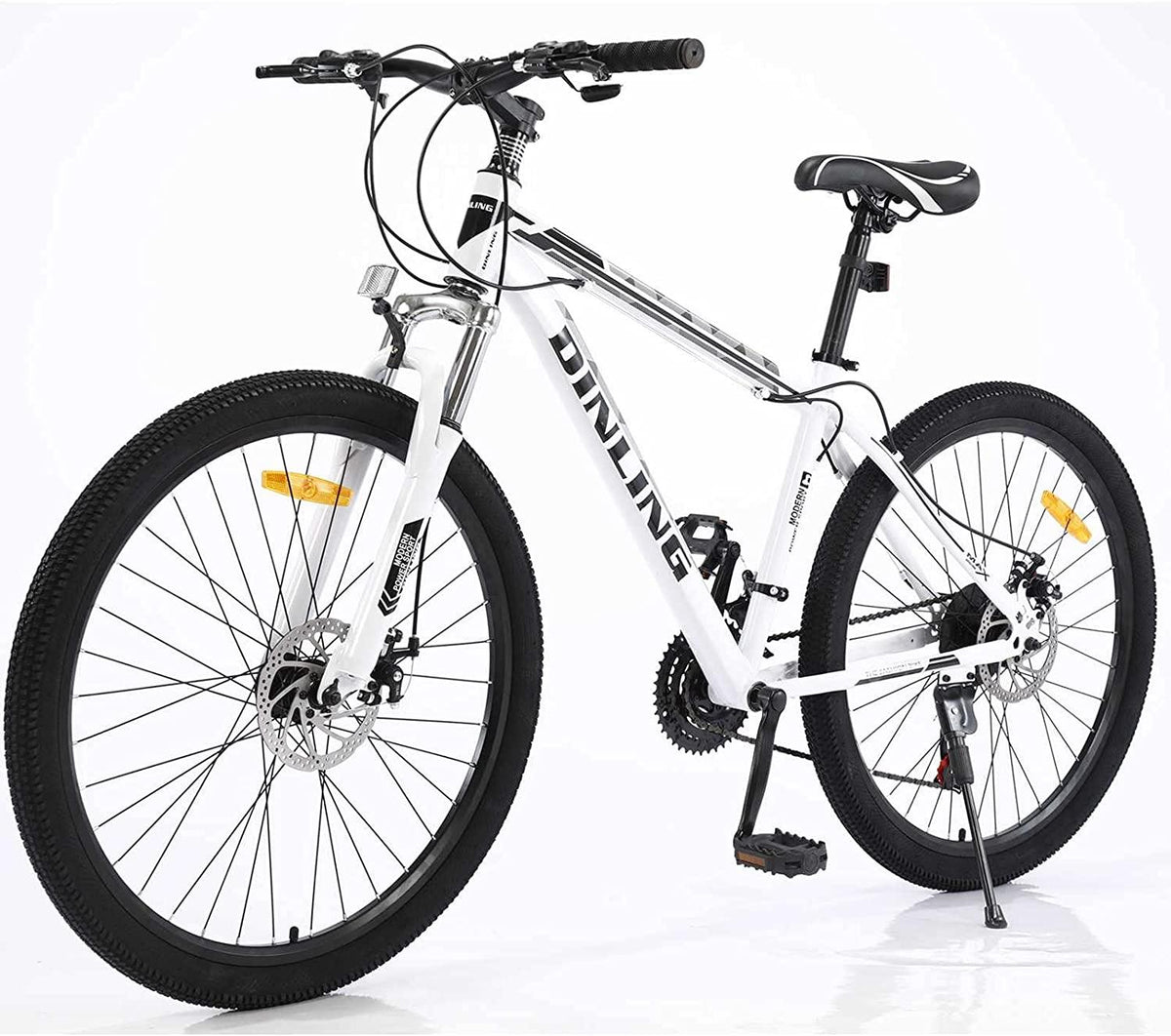 XunLiu 26 Inch Adult Moutain Bicycle High Carbon Steel Frame 21 Speed City Road Bike for Adults and Teens-US Stock (White-Black)