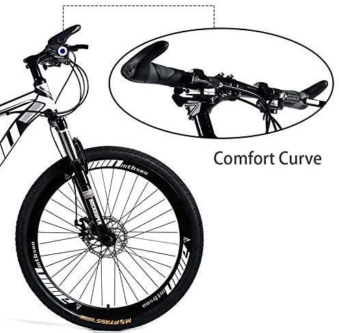 XunLiu 26 Inch Adult Moutain Bicycle High Carbon Steel Frame 21 Speed City Road Bike for Adults and Teens-US Stock (White-Black)