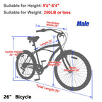 ABORON Adult Cruiser Bike 7 Speed 26 Inch, Beach Cruiser Bicycle for Men ,Steel Frame, Beach Cruiser Bikes , Black &amp; Pink