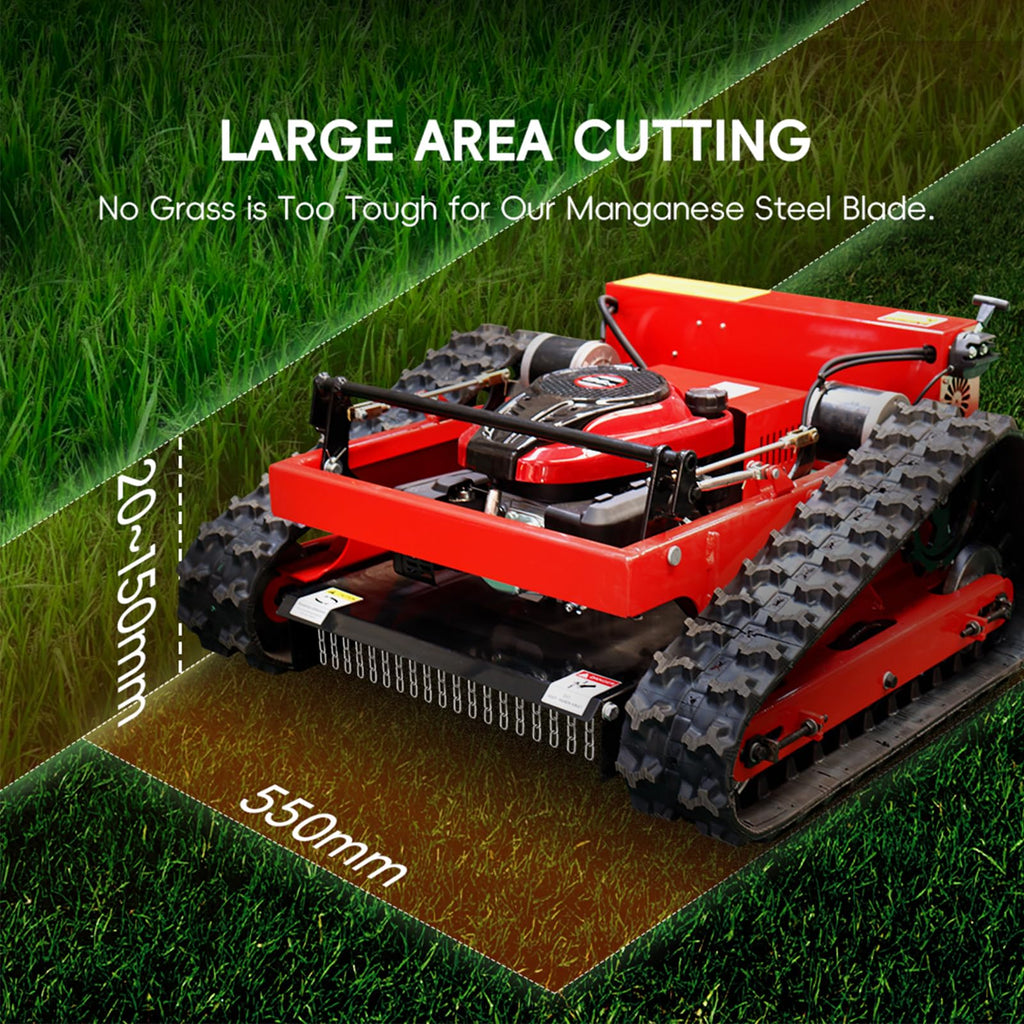 Remote Control Robotic Lawn Mower, Automatic Track Lawn Mower for 45° Slope, Adjustable Cutting Height, All Terrain Grass Cutter Yard Mower USA Stock