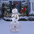 Alpine Corporation 74-Inch Mesh Snowman Décor with Red Birds and LED Lights