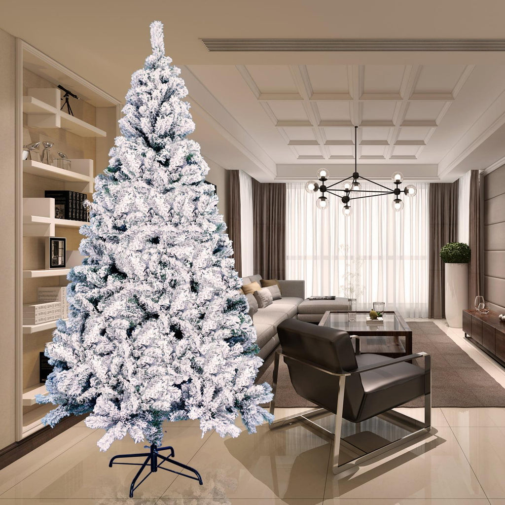 7.5ft Snow Flocked Christmas Tree Artificial Holiday Christmas Tree+Stand Decor