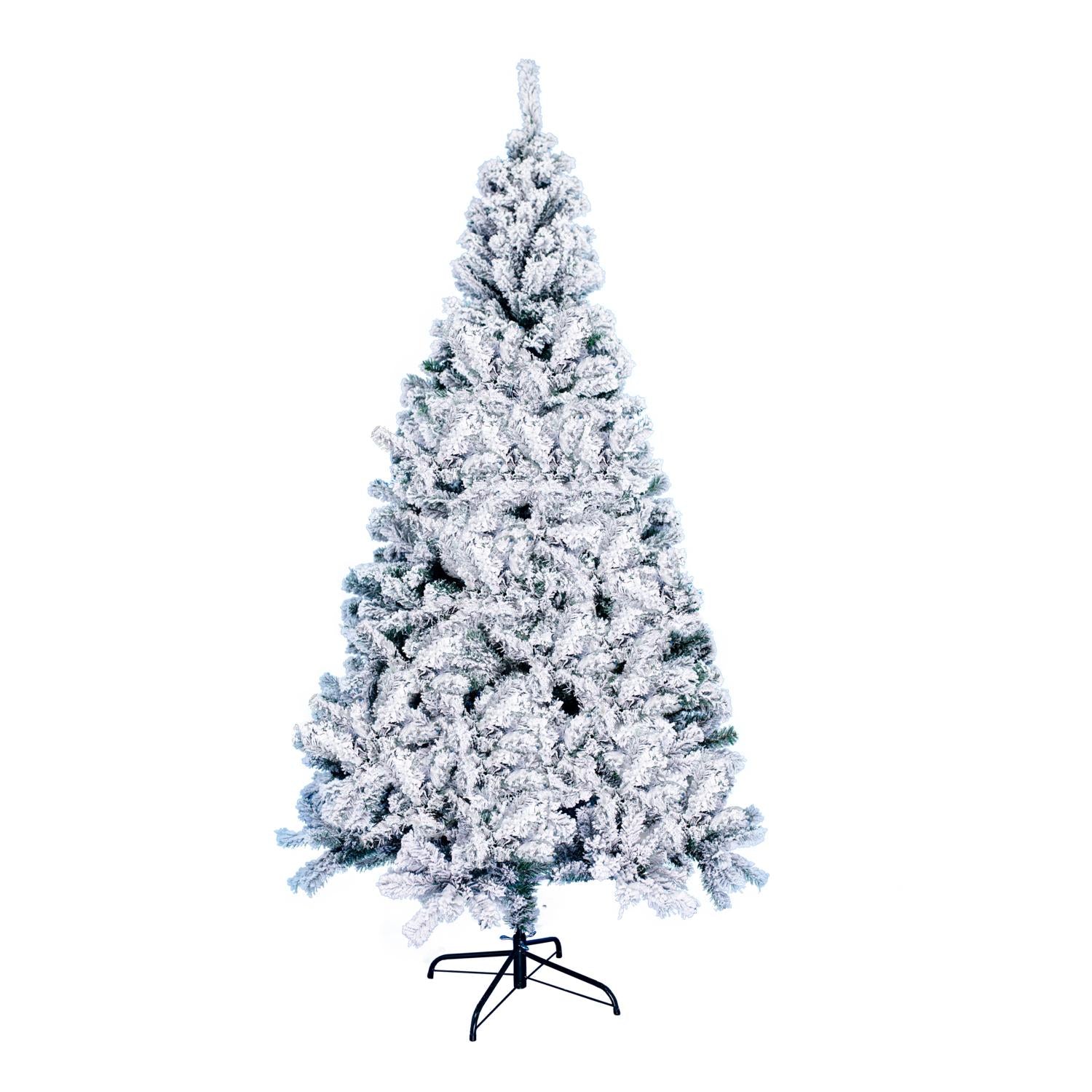 7.5ft Snow Flocked Christmas Tree Artificial Holiday Christmas Tree+Stand Decor