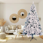 7.5ft Snow Flocked Christmas Tree Artificial Holiday Christmas Tree+Stand Decor