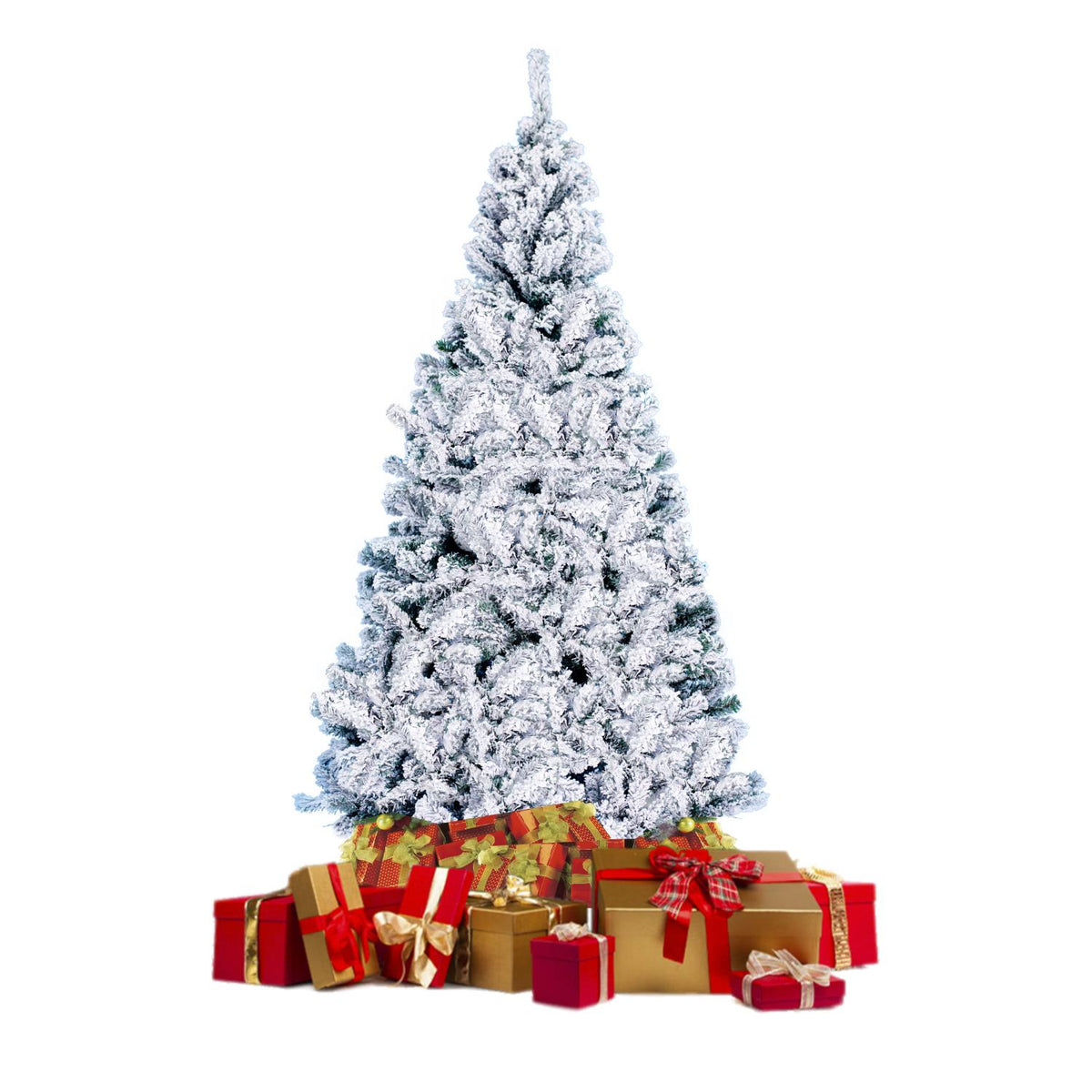 7.5ft Snow Flocked Christmas Tree Artificial Holiday Christmas Tree+Stand Decor