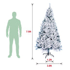 7.5ft Snow Flocked Christmas Tree Artificial Holiday Christmas Tree+Stand Decor
