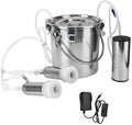electric milking machine kit,5l portable stainless steel household high configuration double head electric milking machine with vacuum-pulse pump for sheep goat cow(cow)
