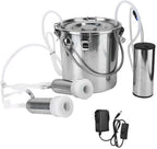 electric milking machine kit,5l portable stainless steel household high configuration double head electric milking machine with vacuum-pulse pump for sheep goat cow(cow)