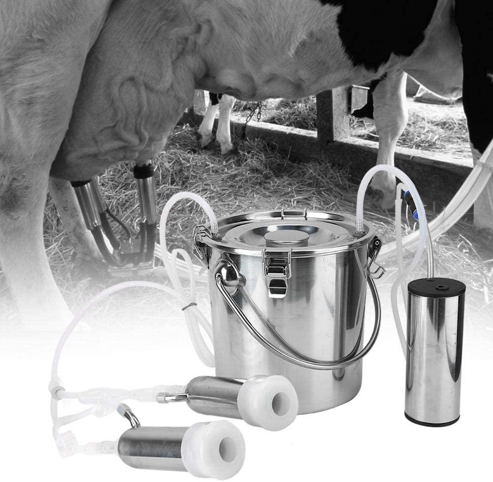 electric milking machine kit,5l portable stainless steel household high configuration double head electric milking machine with vacuum-pulse pump for sheep goat cow(cow)