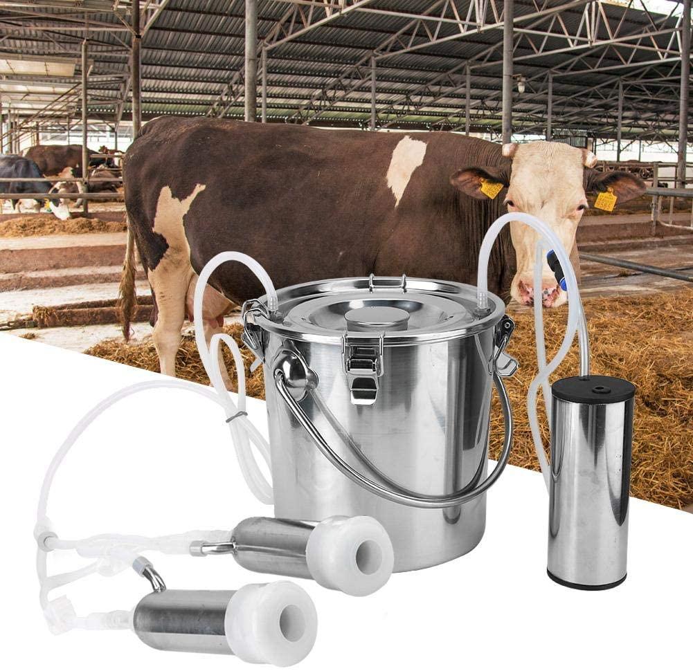 electric milking machine kit,5l portable stainless steel household high configuration double head electric milking machine with vacuum-pulse pump for sheep goat cow(cow)