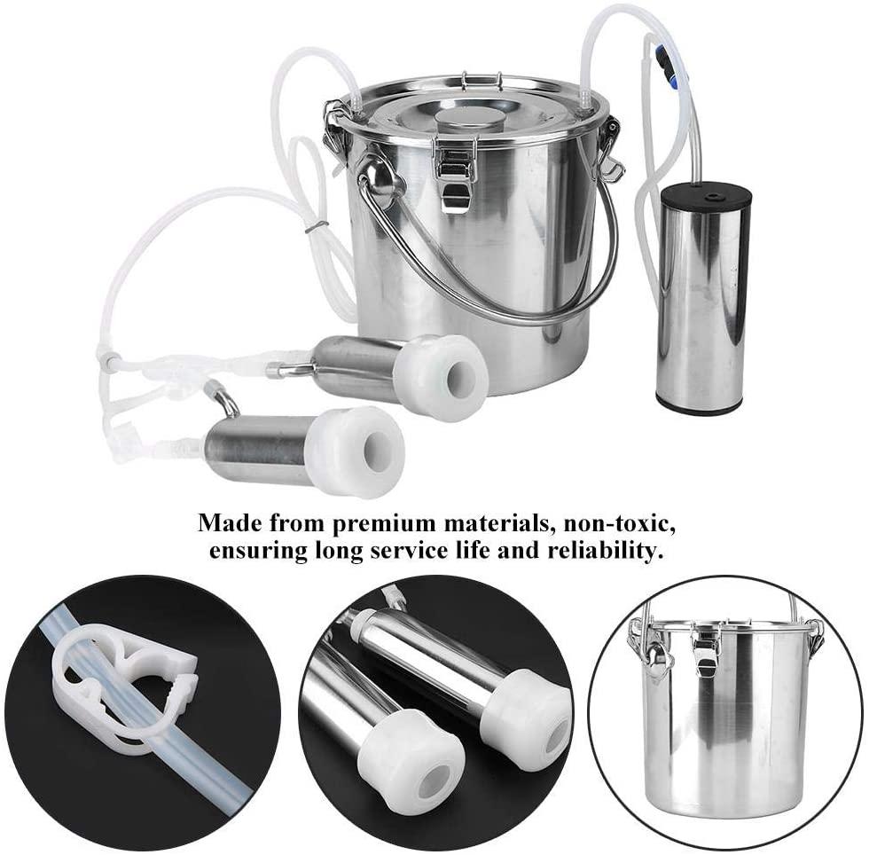 electric milking machine kit,5l portable stainless steel household high configuration double head electric milking machine with vacuum-pulse pump for sheep goat cow(cow)