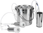 electric milking machine kit,5l portable stainless steel household high configuration double head electric milking machine with vacuum-pulse pump for sheep goat cow(cow)