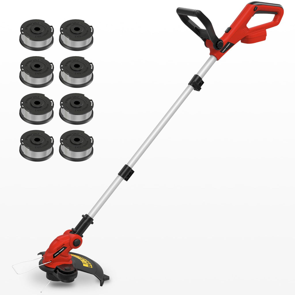 Cordless String Trimmer Compatible with  18V Battery, 12-Inch 3 in 1 Lawn Edger with 8 Spare Spools, Weed Wacker with Auto Feed, Lightweight Electric Weed Eater for Garden, Yard