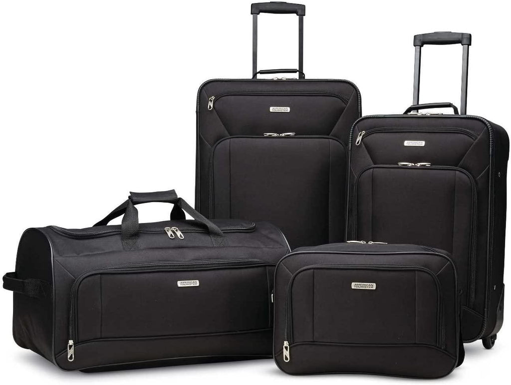 Fieldbrook XLT Softside Upright Luggage, Black, 4-Piece Set (BB/DF/21/25)