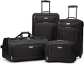 Fieldbrook XLT Softside Upright Luggage, Black, 4-Piece Set (BB/DF/21/25)