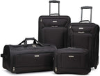 Fieldbrook XLT Softside Upright Luggage, Black, 4-Piece Set (BB/DF/21/25)