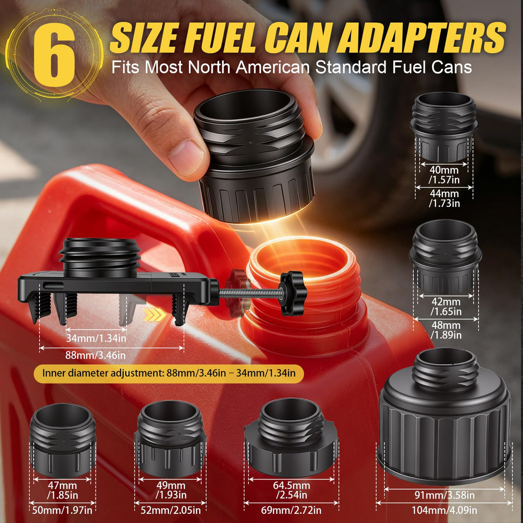 4 GPM Cordless Fuel Transfer Pump for  18V Battery | Auto Shut-Off, Leak-Proof, for Gasoline Diesel, 4 Thread Adapters, 51-Inch Hose, for Lawn Mower, Boat, Car, Tool Only
