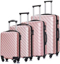 4PC 18-28 Inch Hardshell Luggage ABS Luggages Sets With Spinner Wheels Hard Shell Spinner Carry On Suitcase (Rose Gold, 4 PCS)