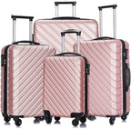 4PC 18-28 Inch Hardshell Luggage ABS Luggages Sets With Spinner Wheels Hard Shell Spinner Carry On Suitcase (Rose Gold, 4 PCS)