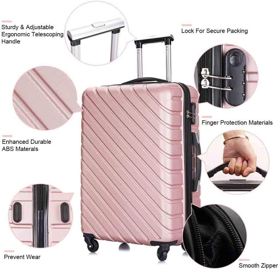 4PC 18-28 Inch Hardshell Luggage ABS Luggages Sets With Spinner Wheels Hard Shell Spinner Carry On Suitcase (Rose Gold, 4 PCS)