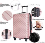 4PC 18-28 Inch Hardshell Luggage ABS Luggages Sets With Spinner Wheels Hard Shell Spinner Carry On Suitcase (Rose Gold, 4 PCS)
