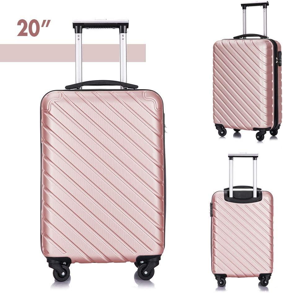4PC 18-28 Inch Hardshell Luggage ABS Luggages Sets With Spinner Wheels Hard Shell Spinner Carry On Suitcase (Rose Gold, 4 PCS)