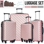 4PC 18-28 Inch Hardshell Luggage ABS Luggages Sets With Spinner Wheels Hard Shell Spinner Carry On Suitcase (Rose Gold, 4 PCS)