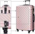 4PC 18-28 Inch Hardshell Luggage ABS Luggages Sets With Spinner Wheels Hard Shell Spinner Carry On Suitcase (Rose Gold, 4 PCS)