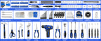 Tool Set with 8V Cordless Drill, 369-Piece Home Tool Kit with Drill Driver, Toolbox StoraCase with Drawer, General Household Tools for Home Repairs and DIY, Handyman (Blue)