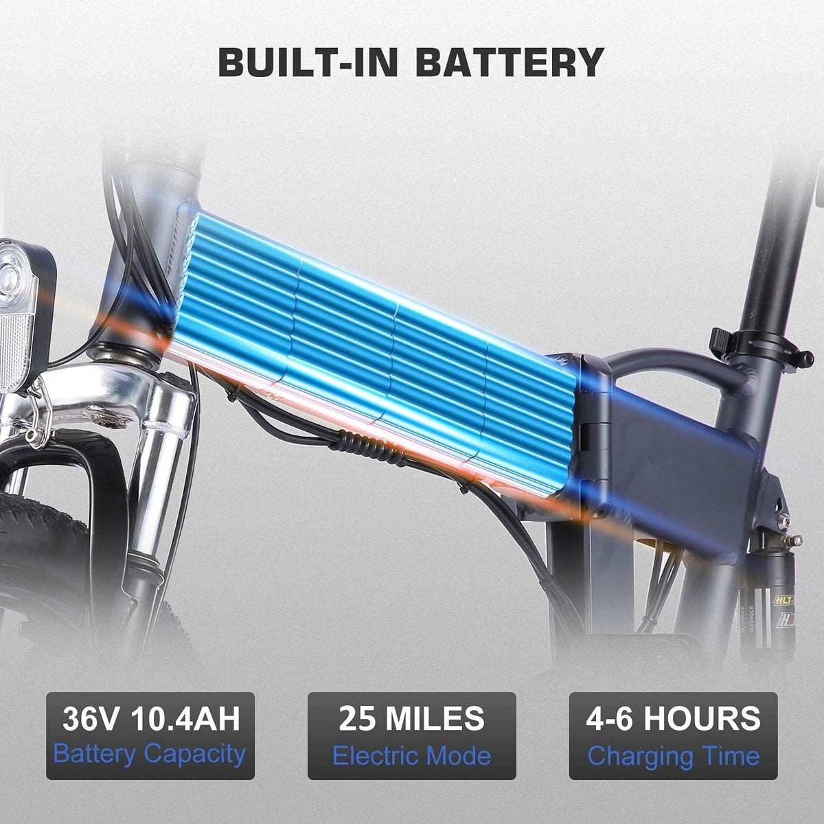 Vivi 16" Folding Electric Bike for Adults, 350W Motor Ebike, with 36V 10.4Ah Lithium-Ion Battery,  6-Speed Gears, Adults Electric Bicycle for Daily Cruises, Commutes
