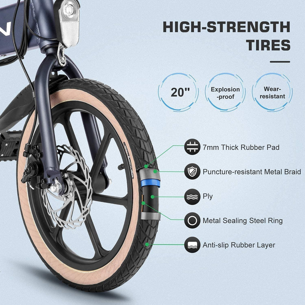 Vivi 16" Folding Electric Bike for Adults, 350W Motor Ebike, with 36V 10.4Ah Lithium-Ion Battery,  6-Speed Gears, Adults Electric Bicycle for Daily Cruises, Commutes