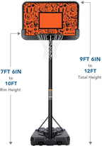 MaxKare 44inch Portable Basketball Hoop 7 FT 6 in 10 FT  Height Adjustable,  Basketball Goal System Outdoor Basketball Equipment with Strong Base