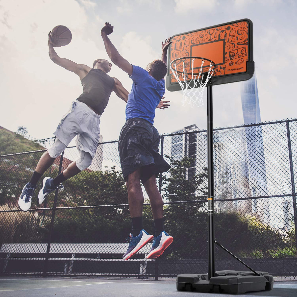 MaxKare 44inch Portable Basketball Hoop 7 FT 6 in 10 FT  Height Adjustable,  Basketball Goal System Outdoor Basketball Equipment with Strong Base