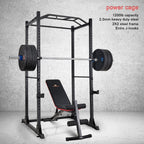 GARTIO 1200-Pound Power Cawith 2 J-Hooks Multi-Function Power Rack Home Gym Strength Training