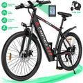 Campmoy 350W Electric Mountain Bike,  21-Speed Shifter, -in 36V/10.4Ah Battery, Adult Ebike Electric Bicycle with 4 WorModes, Up to 20MPH Speed, IPX5 Waterproof, Bike Lock