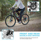 Campmoy 350W Electric Mountain Bike,  21-Speed Shifter, -in 36V/10.4Ah Battery, Adult Ebike Electric Bicycle with 4 WorModes, Up to 20MPH Speed, IPX5 Waterproof, Bike Lock