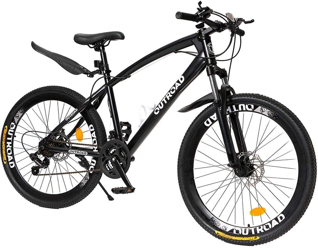 Outroad 26 Inches Mountain Bike for Men/Women, 21 Speeds Trek Bike, 26 in Wheels, Full Suspension Adult Bicycle Spring Fork Anti-Slip Bike, Black