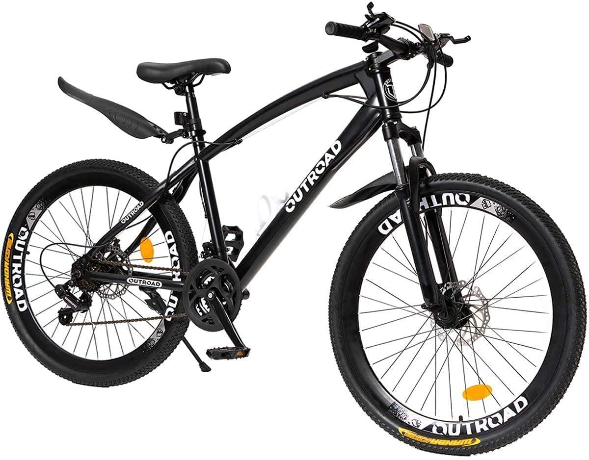 Outroad 26 Inches Mountain Bike for Men/Women, 21 Speeds Trek Bike, 26 in Wheels, Full Suspension Adult Bicycle Spring Fork Anti-Slip Bike, Black