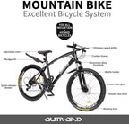 Outroad 26 Inches Mountain Bike for Men/Women, 21 Speeds Trek Bike, 26 in Wheels, Full Suspension Adult Bicycle Spring Fork Anti-Slip Bike, Black