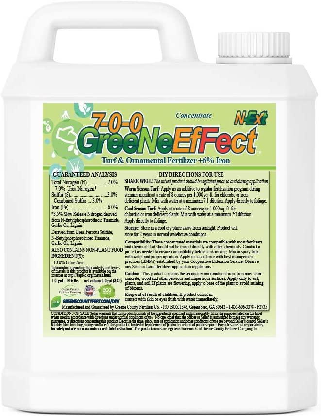 n-ext liquid lawn and yard fertilizer soil activator by greene county fertilizer - 4 gallons - 7-0-0 greeneeffect - liquid d-thatch - liquid aeration air8 - root growth stimulant (rgs)