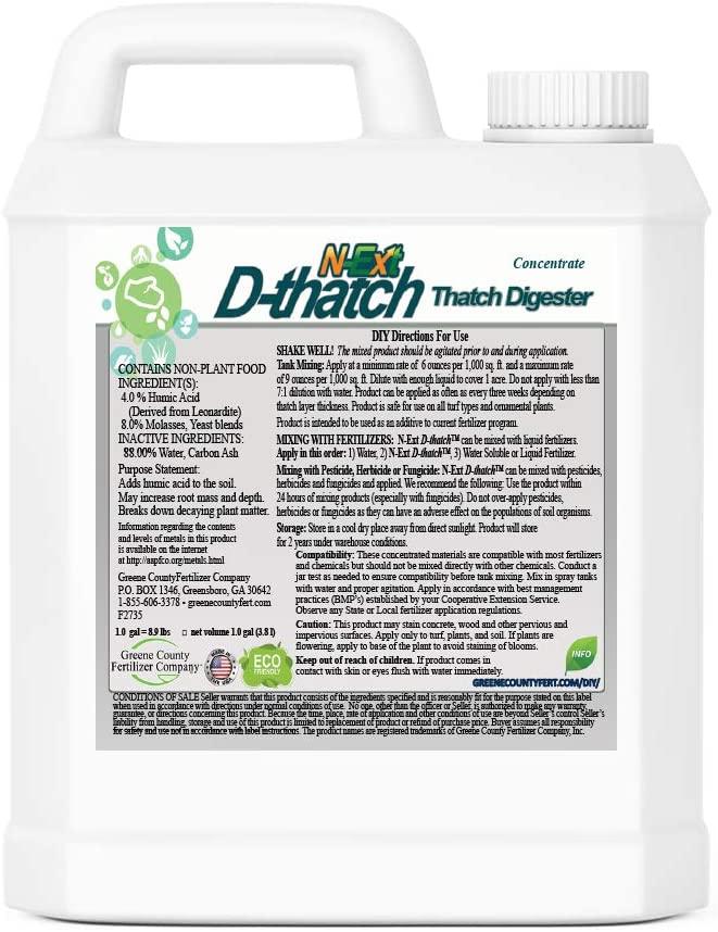 n-ext liquid lawn and yard fertilizer soil activator by greene county fertilizer - 4 gallons - 7-0-0 greeneeffect - liquid d-thatch - liquid aeration air8 - root growth stimulant (rgs)