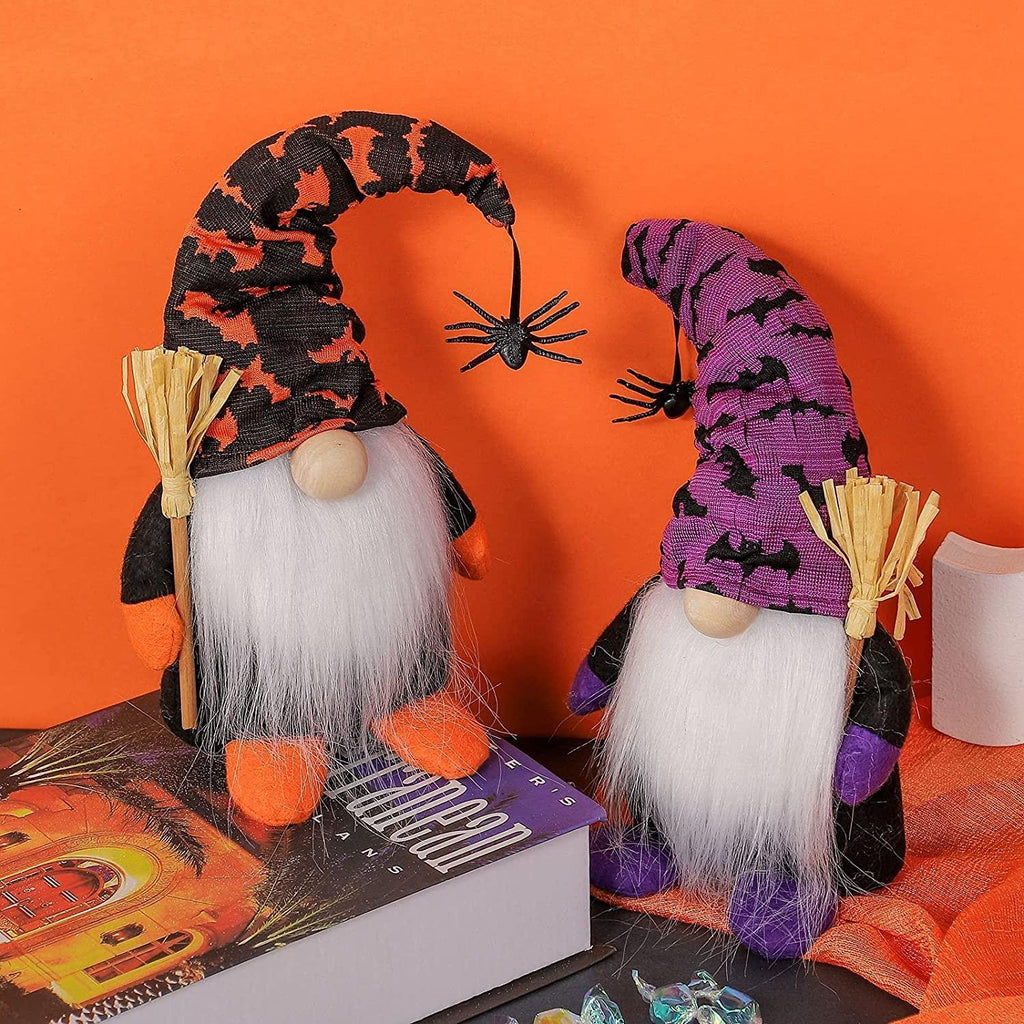 Halloween Doll 2-Piece Set Cute Decoration Toys Pumpkin Makeover Costume Figurine Party Children Present Souvenir Festival Christmas Celebration Photography Props (A+B)