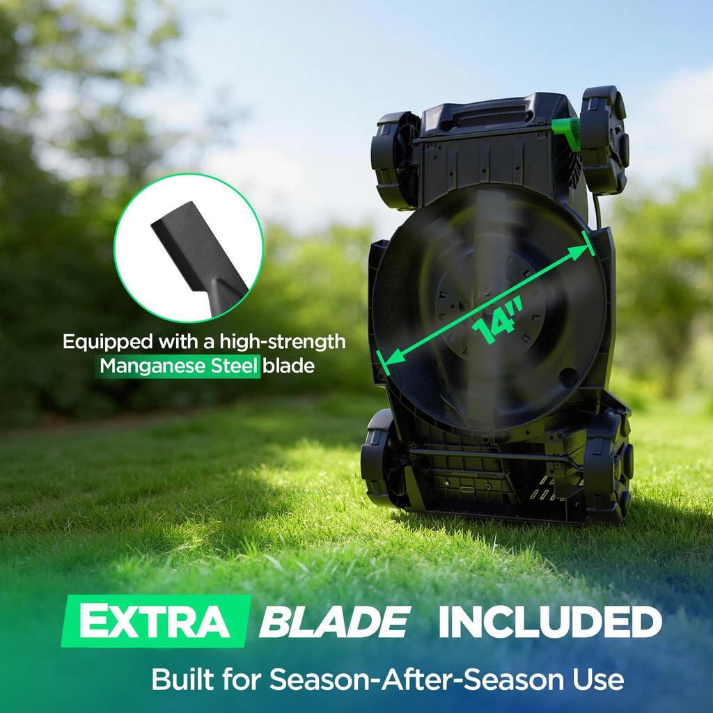 14" Cordless Lawn Mower, 20V Lightweight Push Mower with 2×5.0Ah Battery, Ultra-Quiet Motor for Small Yards, Lawn Care, Backyard Maintenance